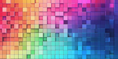 Poster - Colorful Gradient Cube Pattern in a Grid Formation