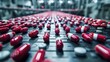 © Premium_art - Colorful capsules on a production line in a pharmaceutical plant. Modern medicine manufacturing.