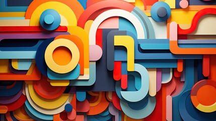 Sticker - An abstract paper art illustration with colorful geometric shapes  