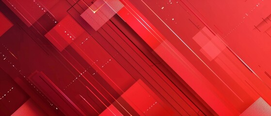 Wall Mural - Abstract red gradient background. Minimalist style cover template with vibrant perspective 3d geometric shapes collection. Ideal design for social media, cover, banner, flyer.