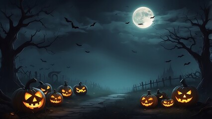 Wall Mural - hallowen background with night creepy