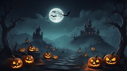Wall Mural - hallowen background with night creepy