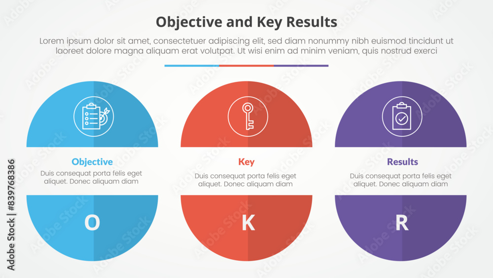 OKR objectives and key results framework infographic concept for slide ...