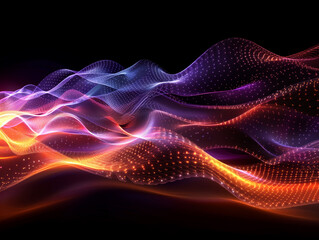 Poster - Futuristic point wave. Abstract background with a dynamic wave.Connecting background. Abstract wave. Artificial intelligence. Big data technology 