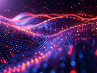 Poster - Cyber big data flow. Blockchain data fields. Network line connect stream. Concept of AI technology, digital communication, science research