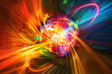 Wall Mural - an electron making a quantum leap between energy levels within an atom - generative ai