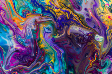 Wall Mural - a psychedelic art explosion, featuring swirling, merging colors in an intricate and mesmerizing patt