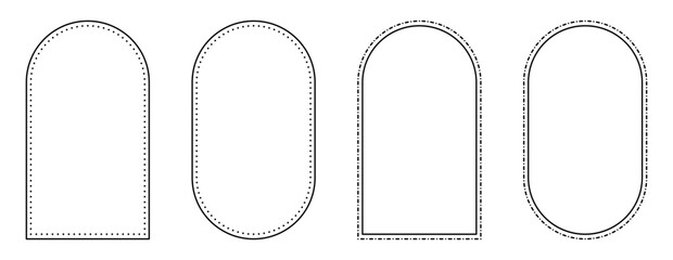 Wall Mural - modern arched frame set isolated on a transparent background - simple black vector frames in vertica