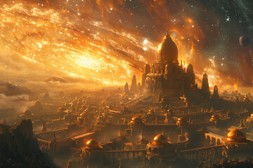 Wall Mural - an ancient city layout that mirrors the constellations. concept of architectural design and cosmic i