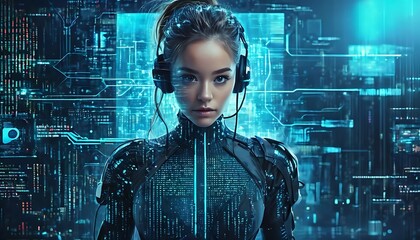 Poster - ai robot operator futuristic technology