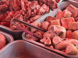 Poster - raw meat in a market