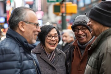 Wall Mural - Group of Senior Adult People Walking in the Street in New York City