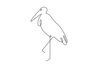 Wall Mural - Continuous one line drawing of stork vector illustration. Premium vector