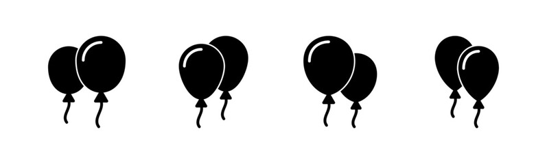 Wall Mural - Balloon icon set. party balloon icon decoration birthday vector. Balloon black silhouette icon