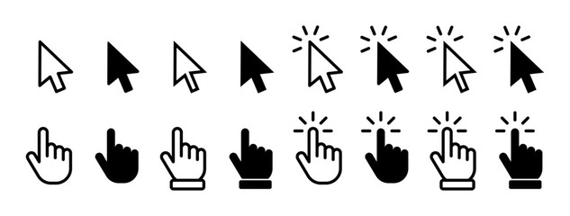 Wall Mural - Cursor icon set. Hand Cursor icons. Click icons