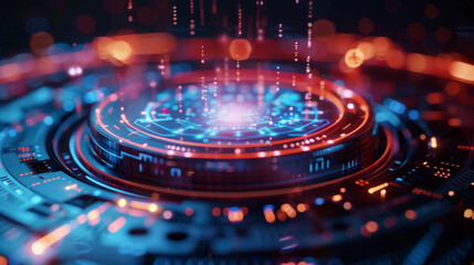 Poster - futuristic digital technology background modern cyber tech wallpaper, business background 