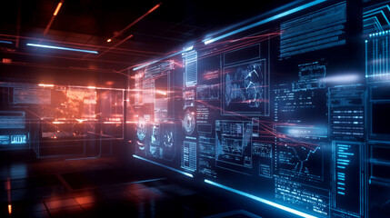 Poster - futuristic digital technology background modern cyber tech wallpaper, business background 
