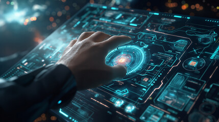 Poster - futuristic digital technology background modern cyber tech wallpaper, business background 