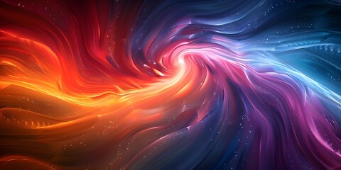 Poster - Vibrant Digital Artwork of Swirling Cosmic Vortex in Radiant Multicolor Waves