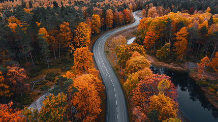Wall Mural - amazing fall scenic asphalt road