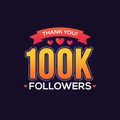 Wall Mural - Thank you for 100000 followers banner celebration modern colorful design