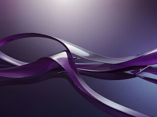 Wall Mural - Abstract violet background with curvy glass ribbon and reflection on the water surface Generative AI 