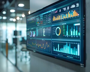Poster - Interactive Financial Data Analytics Display in Tech Startup Office