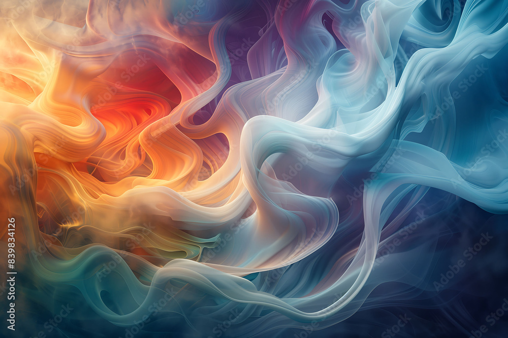 Abstract fluid design with flowing curves and a dynamic interplay of ...