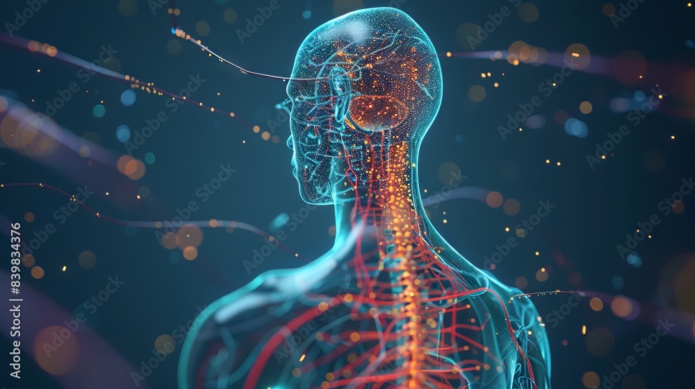 3D rendered illustration of the human nervous system as a medical ...