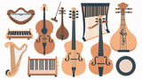 A set of beautiful string instruments like violins and cellos, used to create classical music in an orchestra