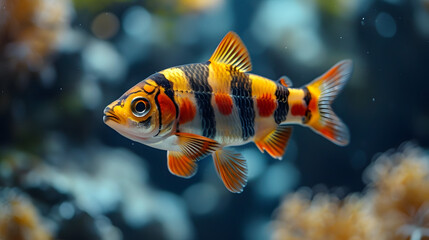 Wall Mural - Clown Loach Fish In Aquariums