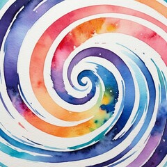 Wall Mural - Watercolor painting of a swirling, colorful galaxy.
