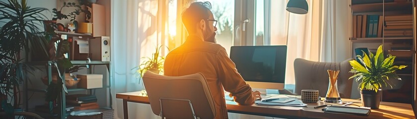 Poster - secure video conferencing for business consultation in a cozy home office setting