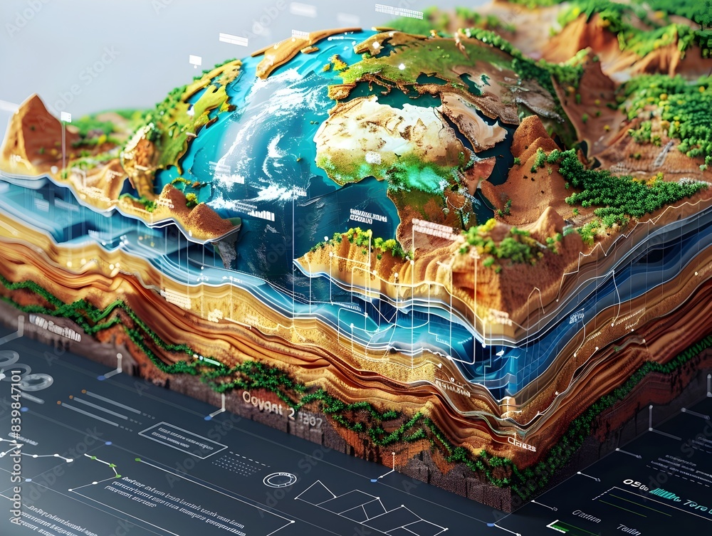 Detailed 3d Infographic Earth Layers And Geological Structure