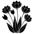 © bizboxdesigner - Fresh spring flowers black shapes vector silhouette  white background
