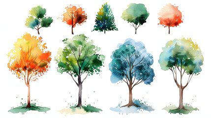 Wall Mural - Set of watercolour hand painting.isolated on white