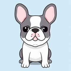 Sticker - cute anime style french bulldog illustration, style of japanese, white background