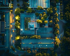 Poster - Expansive Aerial View of Futuristic Cloud Computing Campus with Interconnected Data Centers and Connectivity Hubs