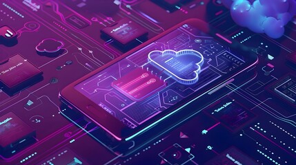 Poster - cloud computing content download to personal device with progress bar