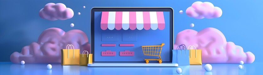 Poster - E commerce Platform Running on Cloud Server with Backend Interface View