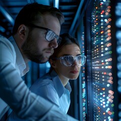 Poster - Data scientists analyzing big data stored in the cloud using complex algorithms for cloud computing concept