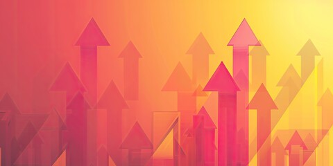 Poster - Geometric background with sharp edges and soft gradients, creating an abstract vector illustration of the arrow pointing upwards in Pink shades, representing growth or progress.