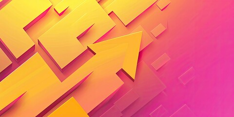 Poster - Geometric background with sharp edges and soft gradients, creating an abstract vector illustration of the arrow pointing upwards in Pink shades, representing growth or progress.