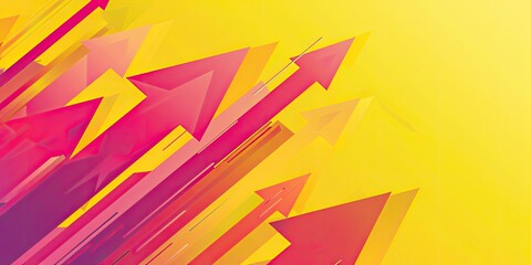Poster - Geometric background with sharp edges and soft gradients, creating an abstract vector illustration of the arrow pointing upwards in Pink shades, representing growth or progress.