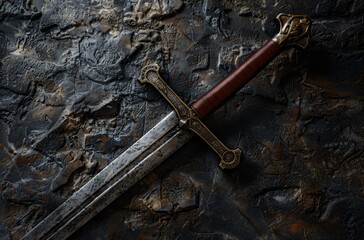 Wall Mural - Ornate medieval dagger on dark background