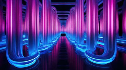 Canvas Print - tubes pink blue neon light