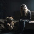 © lakshika - Depressed girl with teddy bear, mental health concept