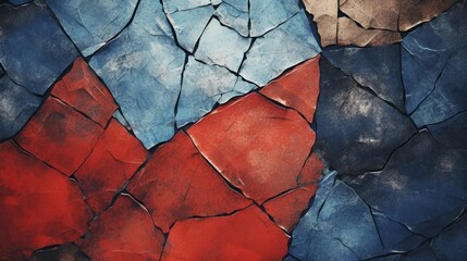 Sticker - textured background, painterly, cracked, styles of renaissance and fantasy, dark blue and red hues