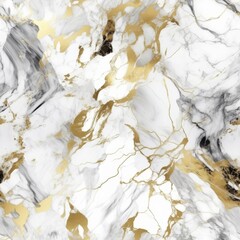 Canvas Print - White and gold marble texture background natural pattern