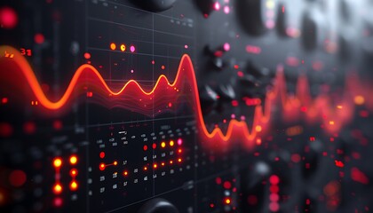 Fototapete - A realistic photo of abstract data visualization charts on a solid grey background, illustrating modern data analysis